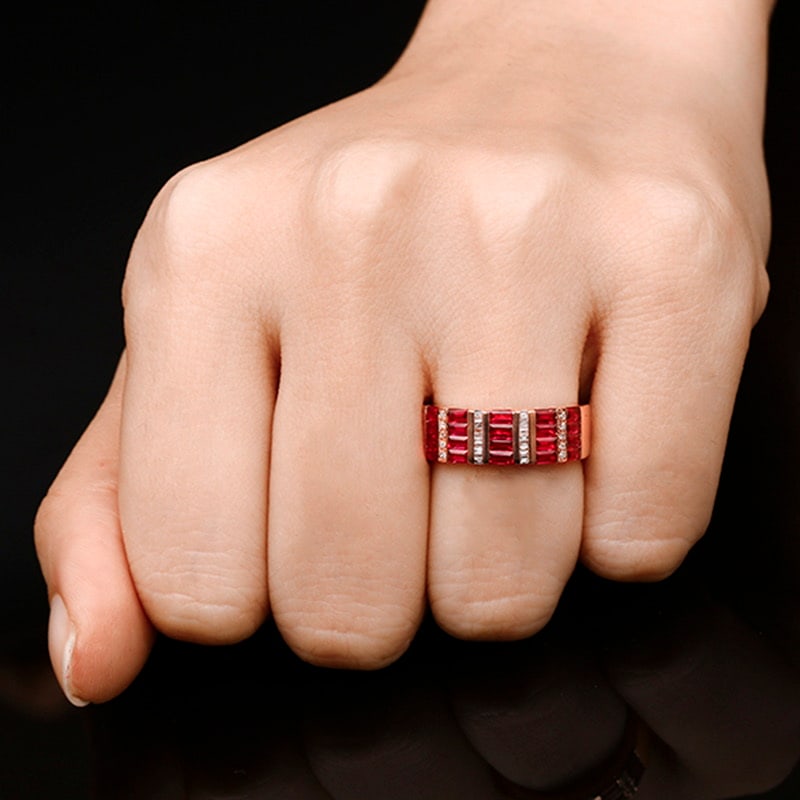 14k Gold 1.45 Ct Natural Ruby & Diamond Ring - 3