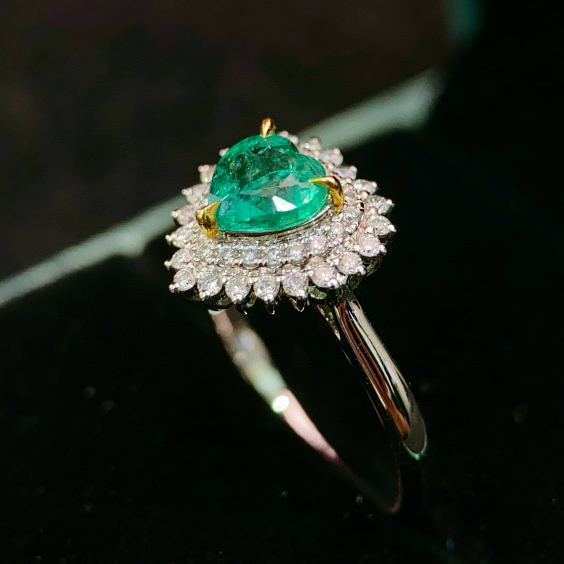 14k Gold 1.08 Ctw Natural Emerald & Diamond Ring - 5