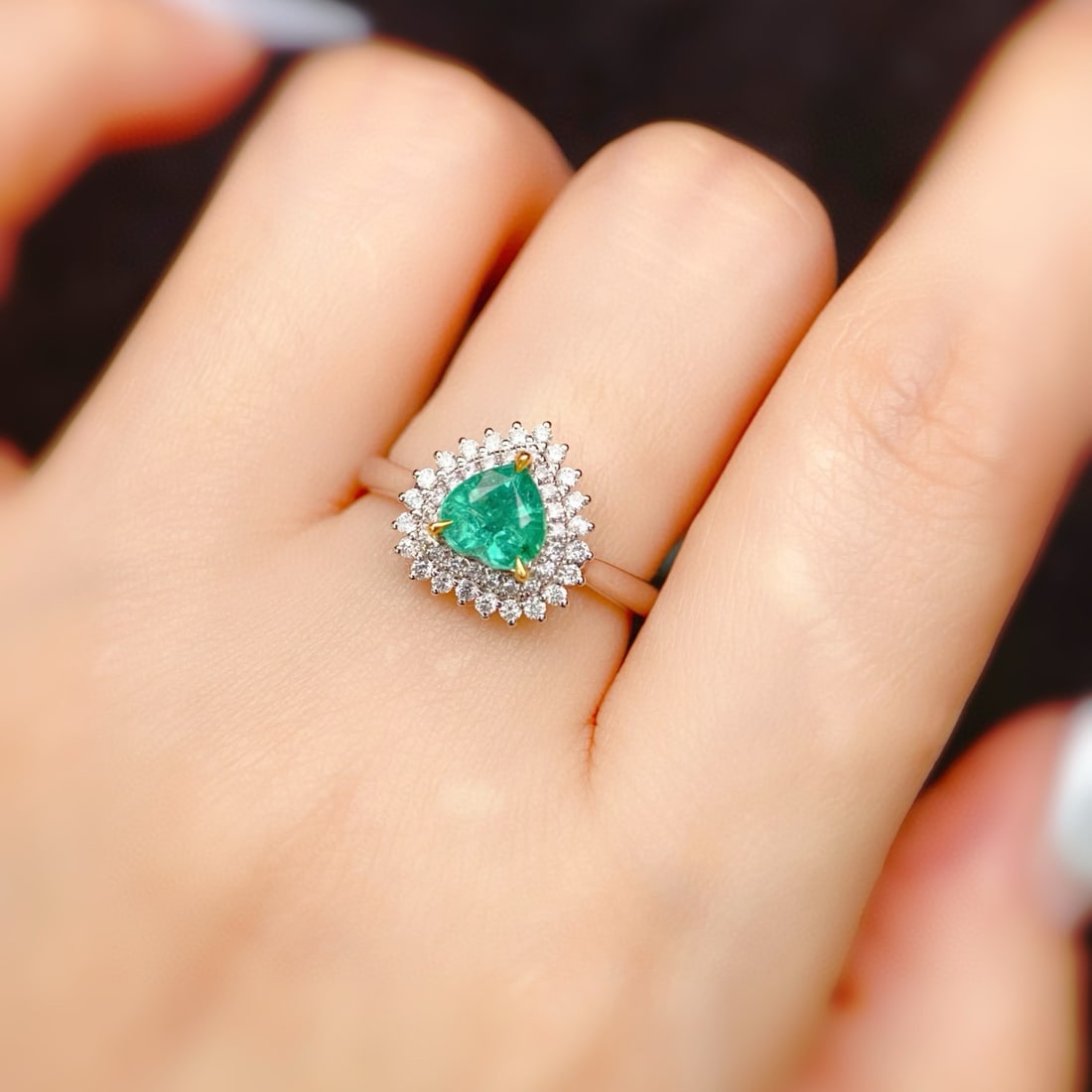 14k Gold 1.08 Ctw Natural Emerald & Diamond Ring - 6