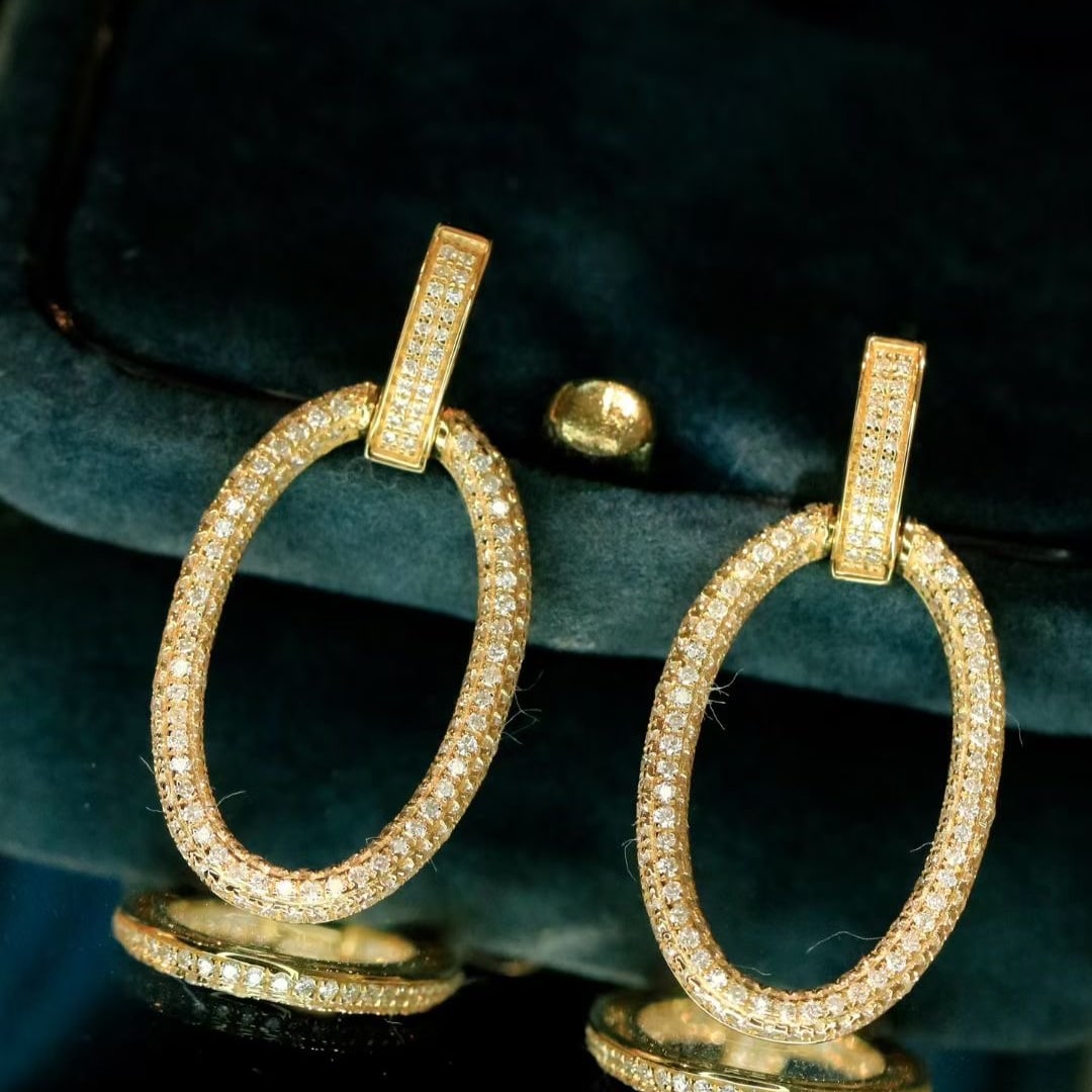 14k Gold 0.9 Ct Natural H Diamond Earrings - 4