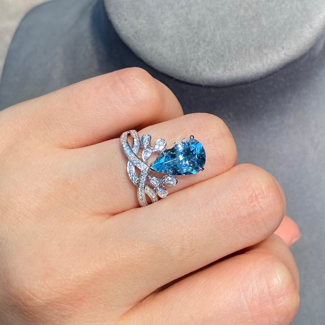 14k Gold 2.90 Ctw Natural Aquamarine & Diamond Ring - 2