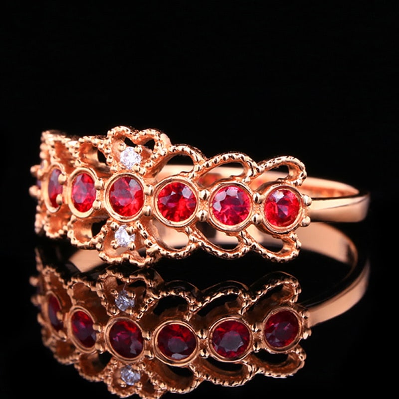 14k Gold 0.54 Ctw Natural Ruby & Diamond Ring - 2