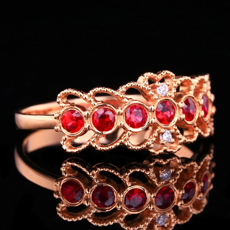 14k Gold 0.54 Ctw Natural Ruby & Diamond Ring - 3