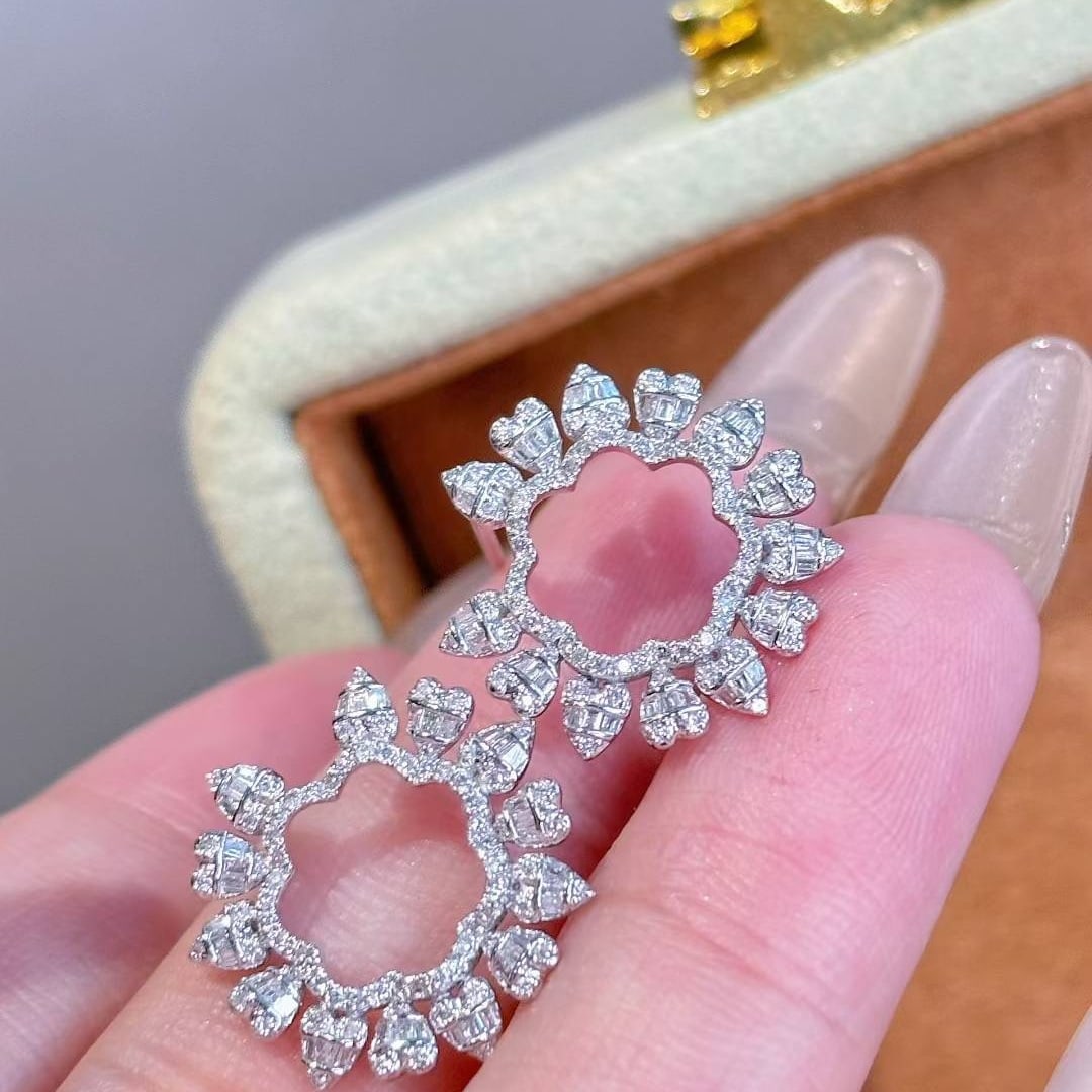 14k Gold 1 Ct Natural H Diamond Earrings - 4