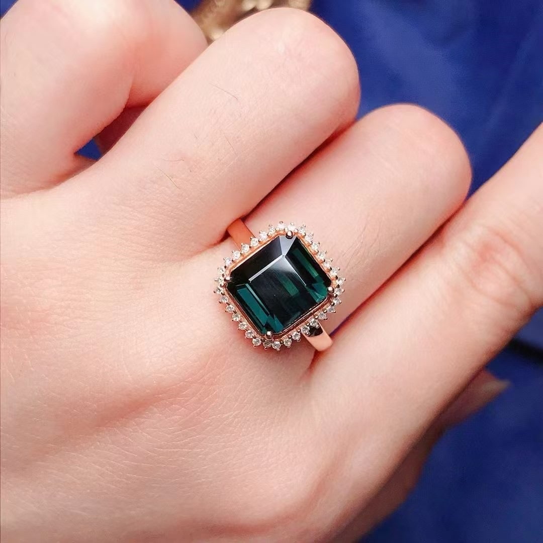 14k Gold 4.5 Ct Natural Tourmaline & Diamond Ring - 5