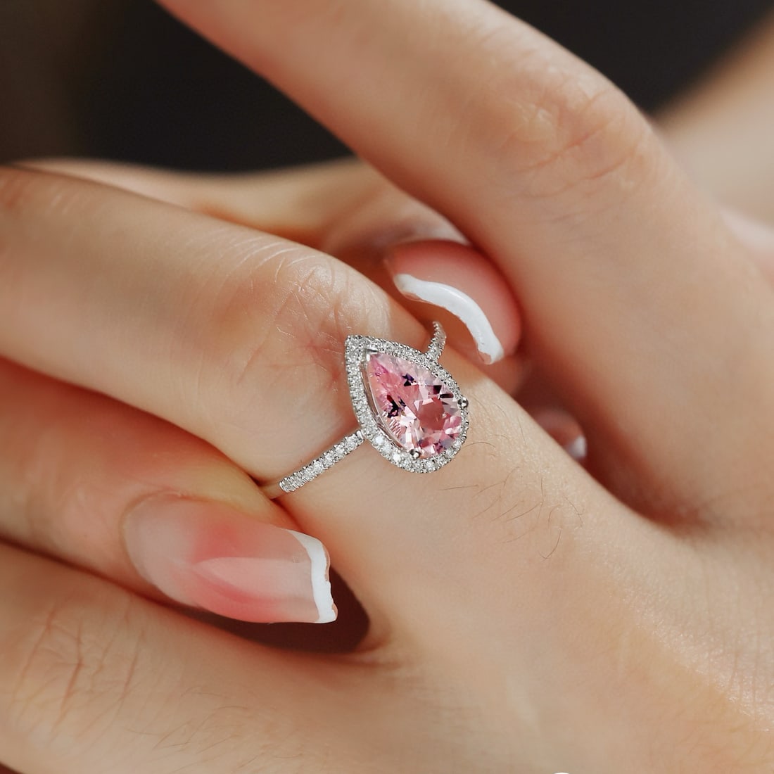 14k Gold 1.23 Ctw Natural Morganite & Diamond Ring - 5