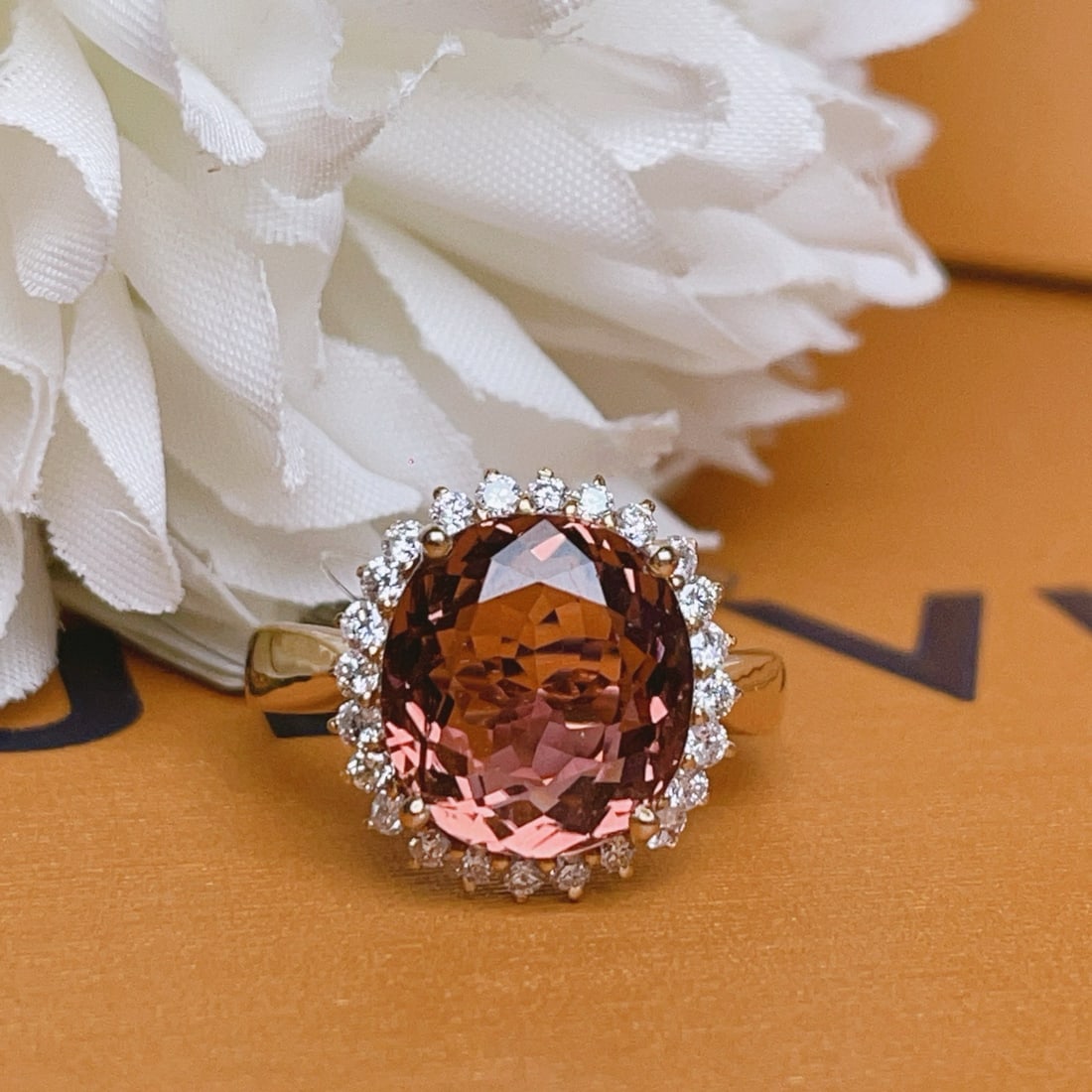 14k Gold 6.1 Ct Natural Tourmaline & Diamond Ring - 2
