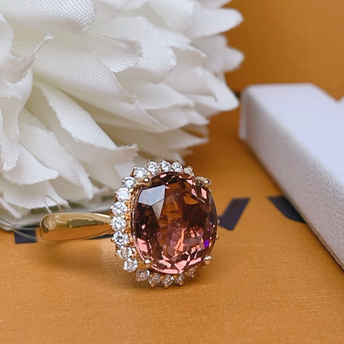 14k Gold 6.1 Ct Natural Tourmaline & Diamond Ring - 4