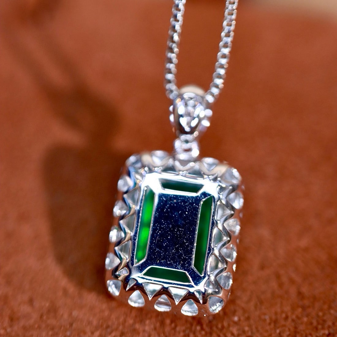 14k Gold 2.15 Ctw Vivid Green Natural Emerald & Diamond Pendant( Without Chain ) - 5
