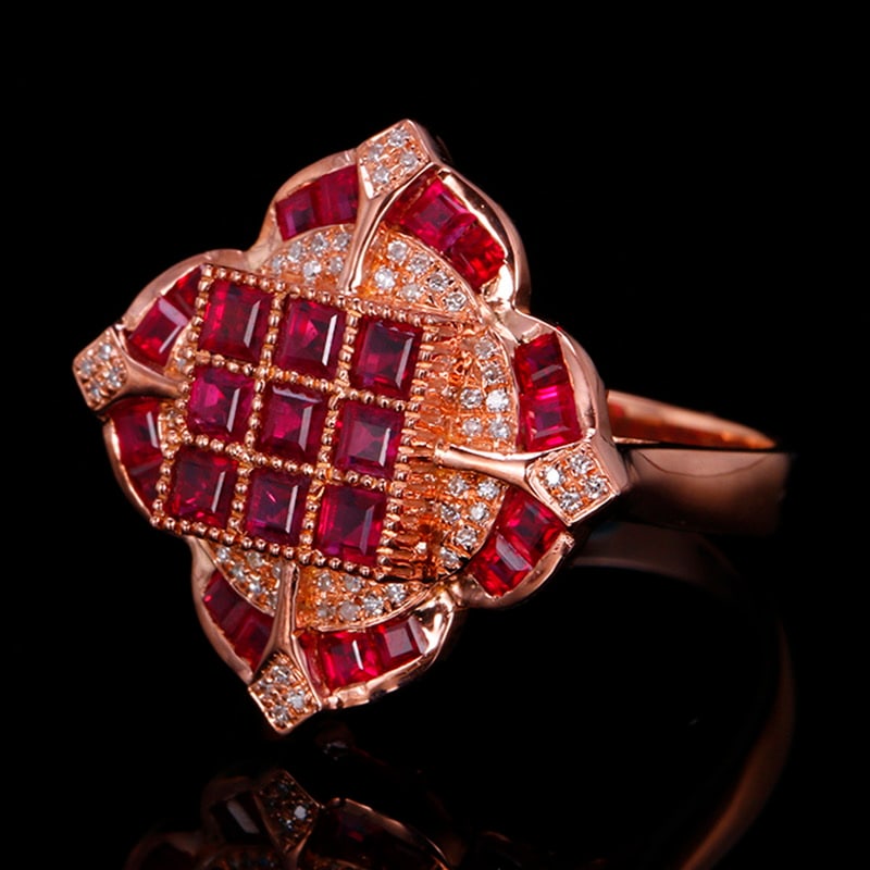 14k Gold 3.44 Ctw Natural Ruby & Diamond Ring - 2