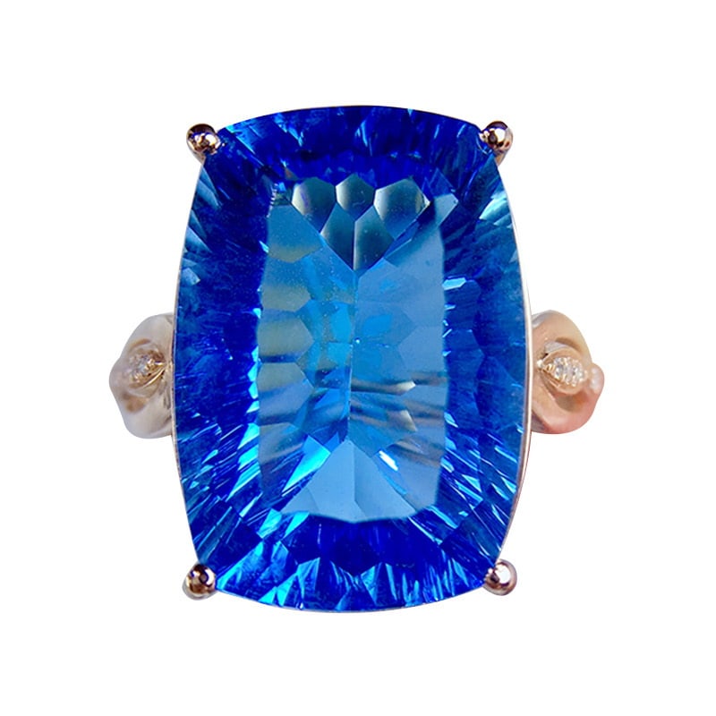 14k Gold 12.62 Ctw Natural Topaz & Diamond Ring - 2