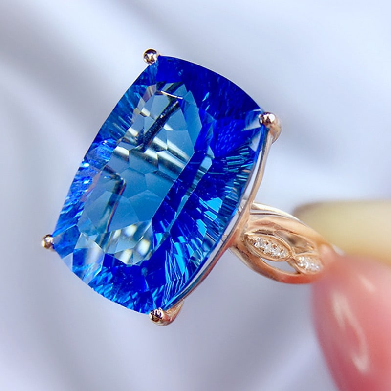 14k Gold 12.62 Ctw Natural Topaz & Diamond Ring - 3