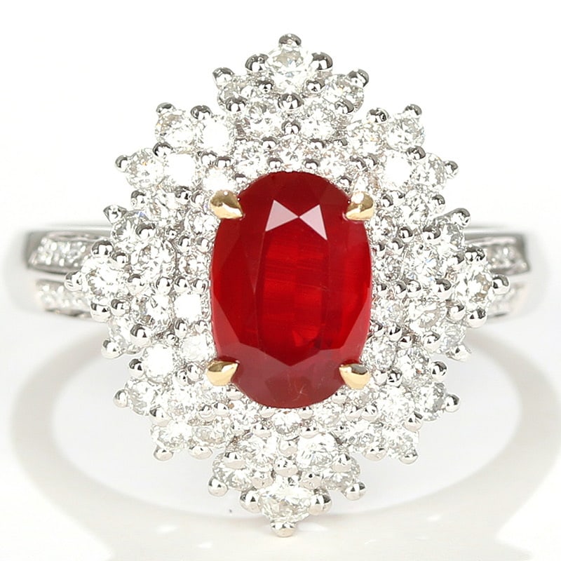 14k Gold 1.65 Ct Natural Ruby & Diamond Ring - 4