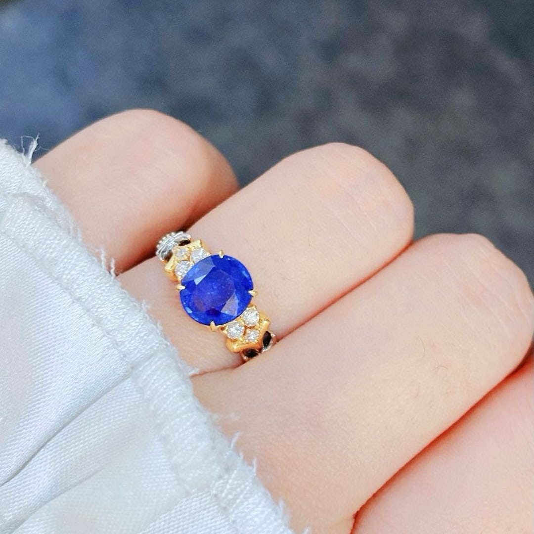 14k Gold 2.27 Ctw Natural Sapphire & Diamond Ring - 3