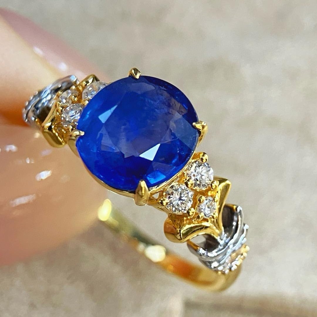 14k Gold 2.27 Ctw Natural Sapphire & Diamond Ring - 5