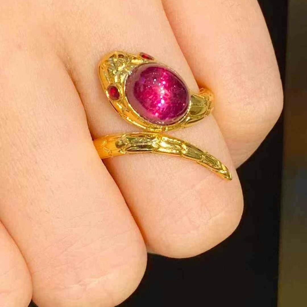14k Gold 3.3 Ct Natural Tourmaline & Ruby Ring - 4