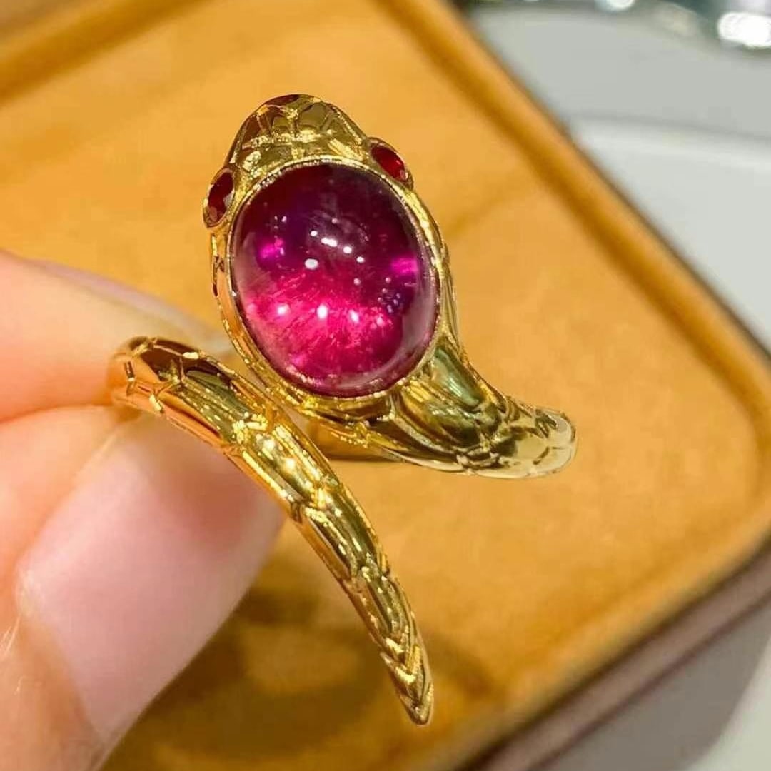 14k Gold 3.3 Ct Natural Tourmaline & Ruby Ring - 6