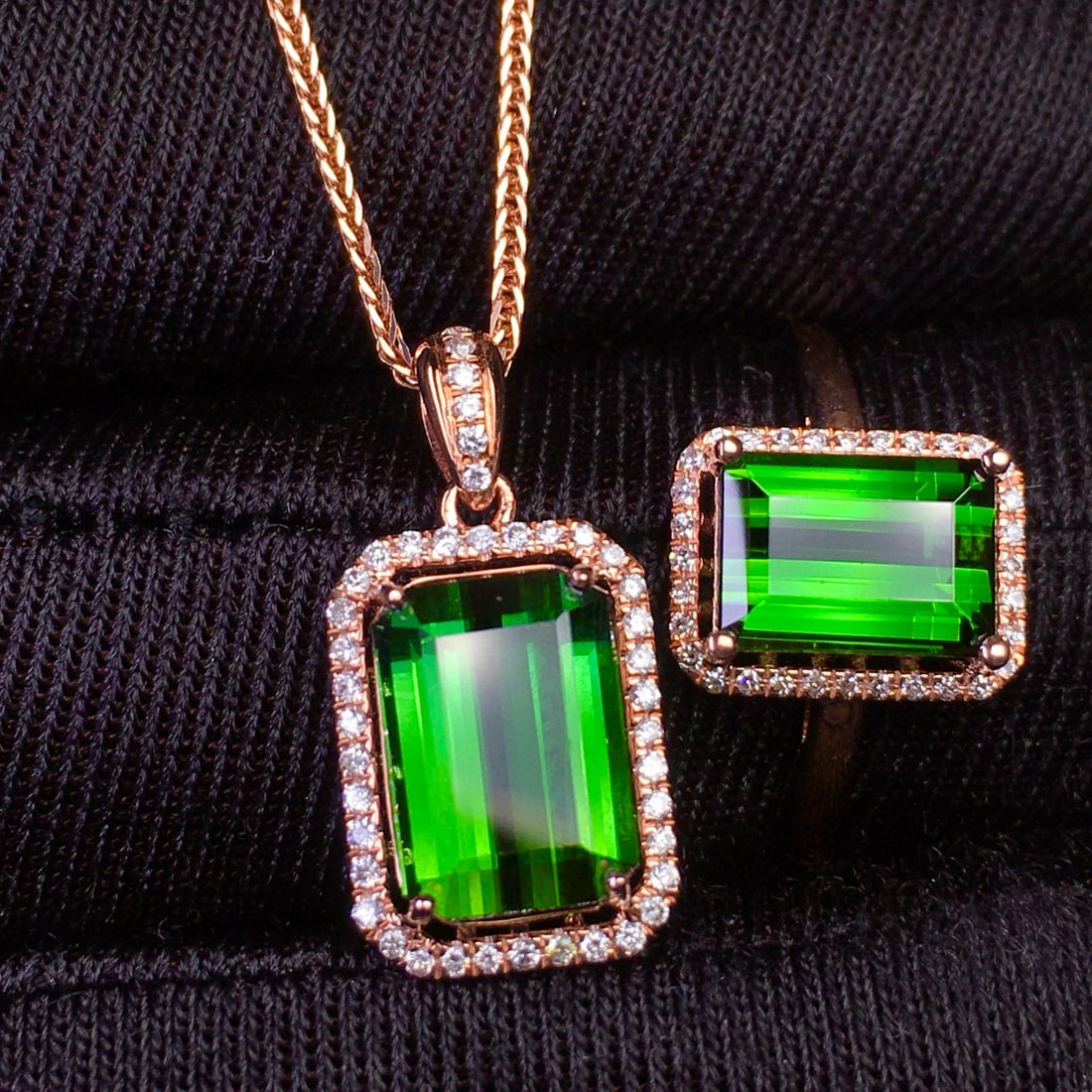 14k Gold 4.86 Ct Natural Tourmaline & Diamond Jewelry Set (1 of 7)