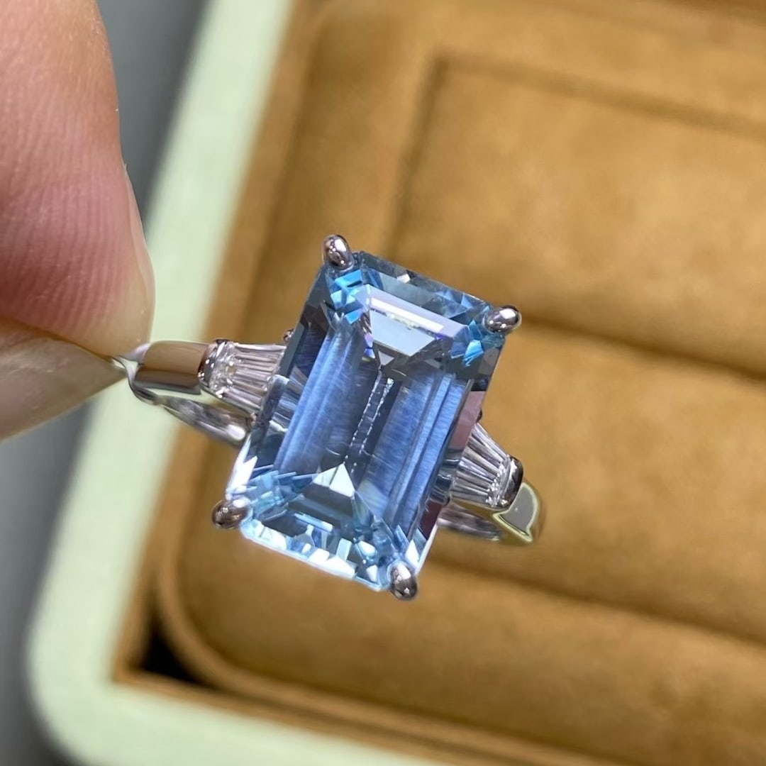 14k Gold 3.64 Ctw Natural Aquamarine & Diamond Ring - 3