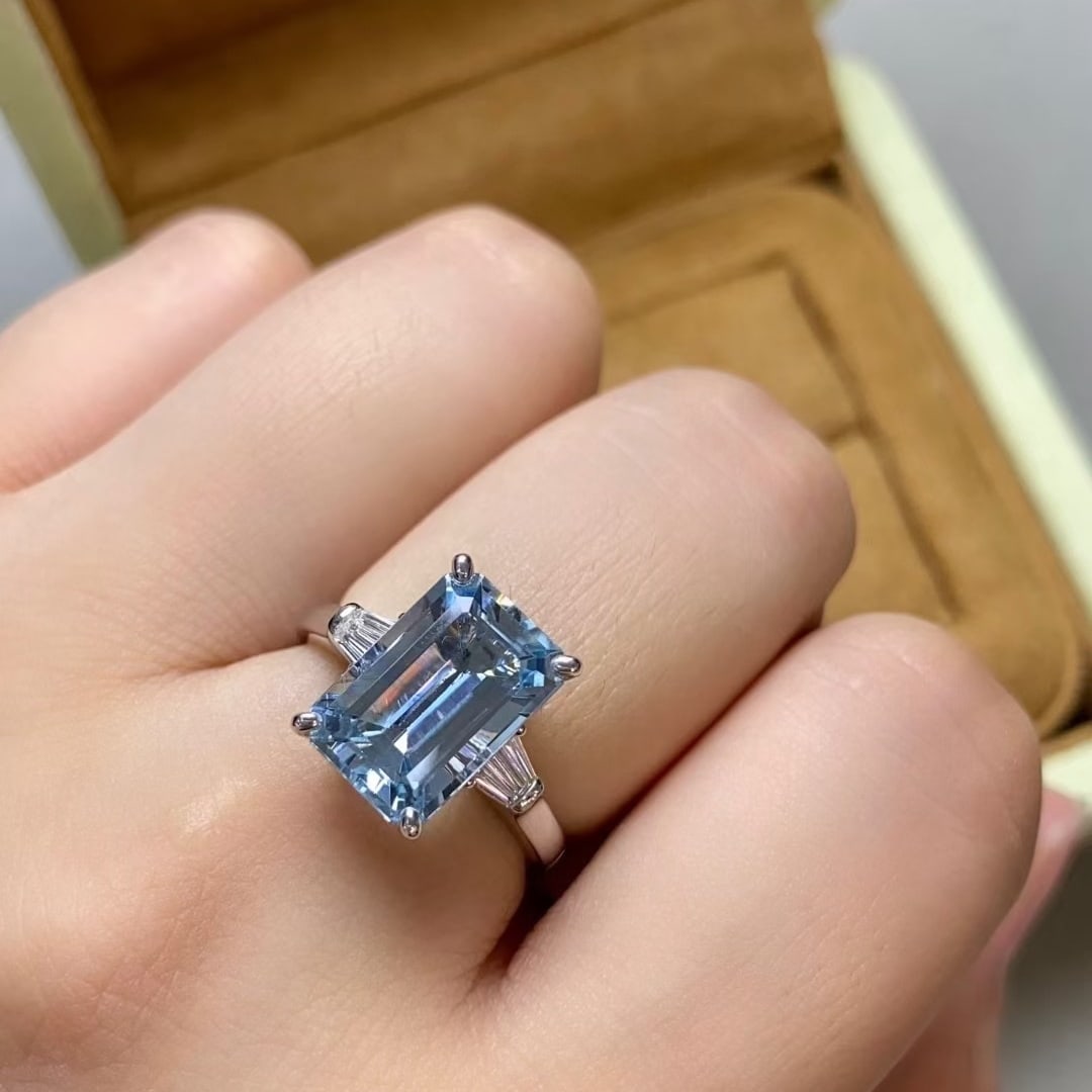 14k Gold 3.64 Ctw Natural Aquamarine & Diamond Ring - 5