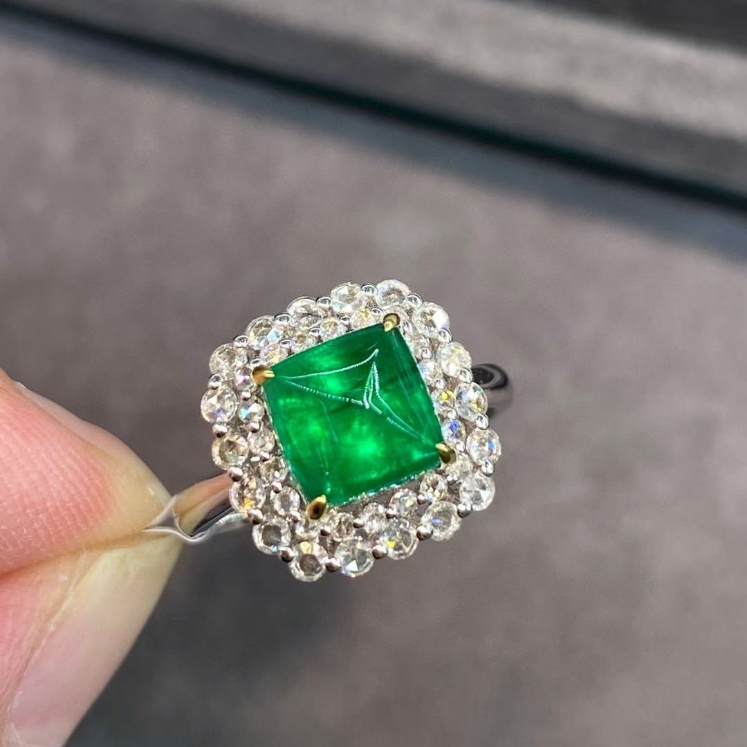 14k Gold 3.09 Ctw Vivid Green Natural Emerald & Diamond Ring - 2