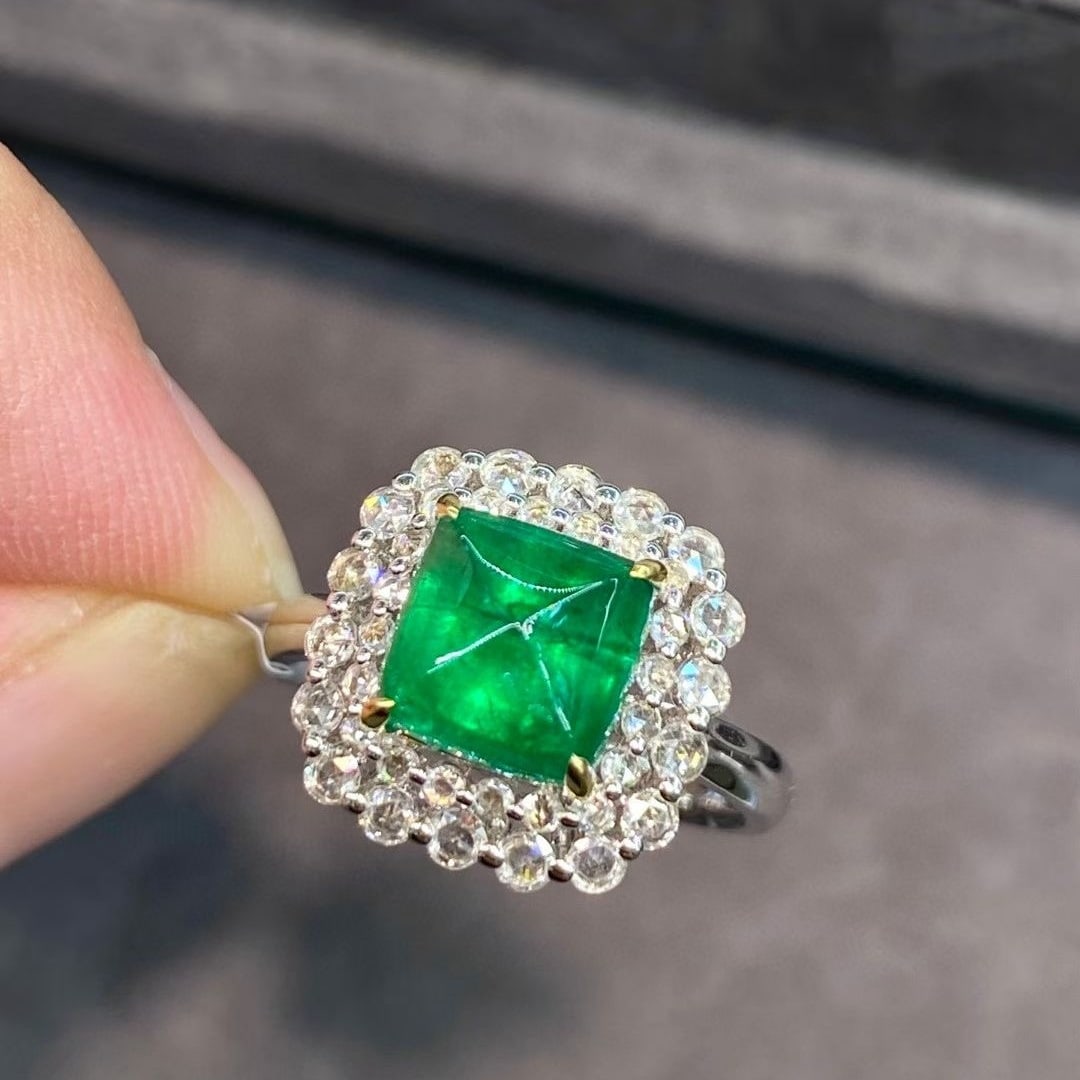 14k Gold 3.09 Ctw Vivid Green Natural Emerald & Diamond Ring - 4
