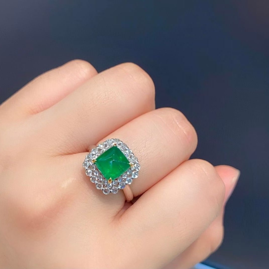 14k Gold 3.09 Ctw Vivid Green Natural Emerald & Diamond Ring - 5