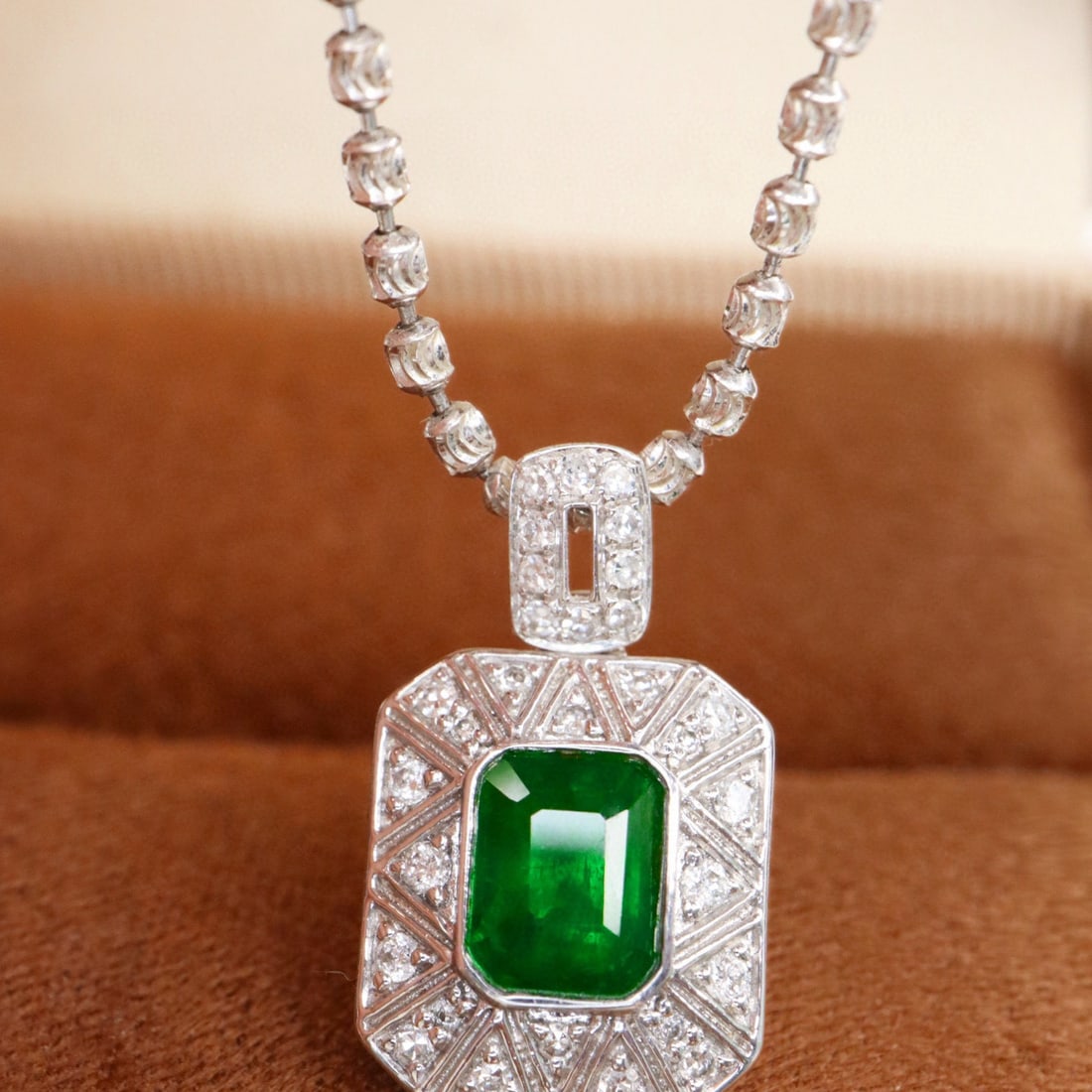 14k Gold 1.01 Ctw Vivid Green Natural Emerald & Diamond Pendant( Without Chain ) - 5