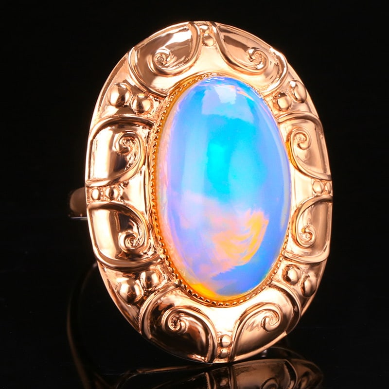 14k Gold 9.74 Ct Natural Opal Ring - 2