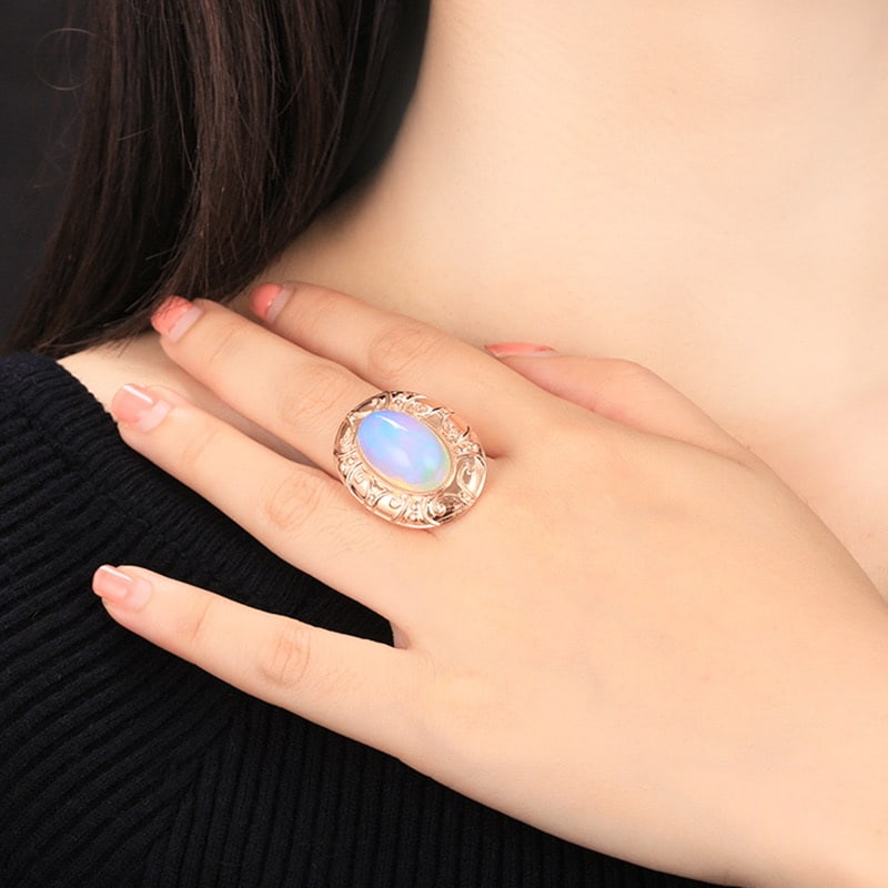 14k Gold 9.74 Ct Natural Opal Ring - 3