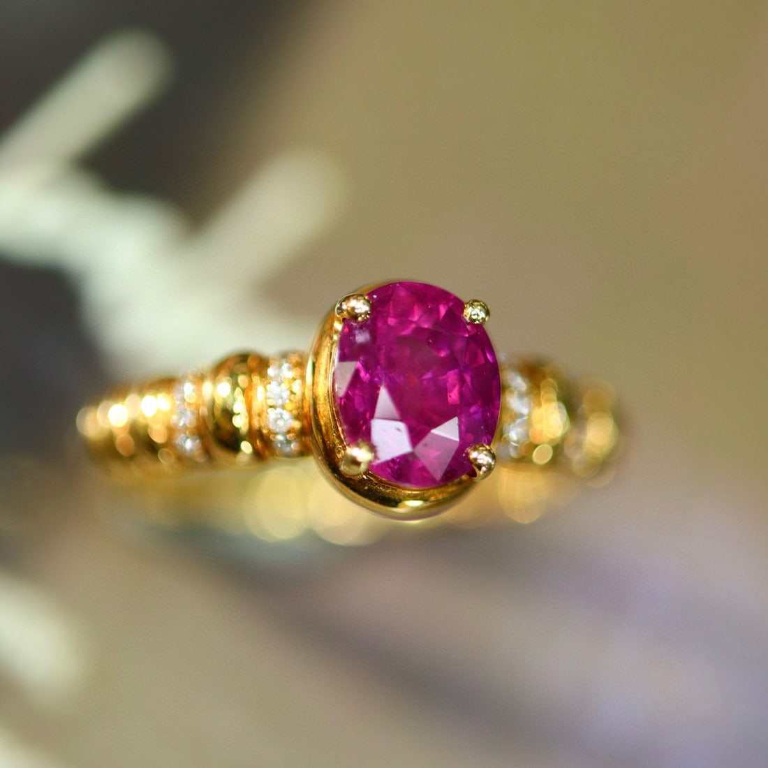 14k Gold 1.1 Ctw Natural Ruby & Diamond Ring - 6