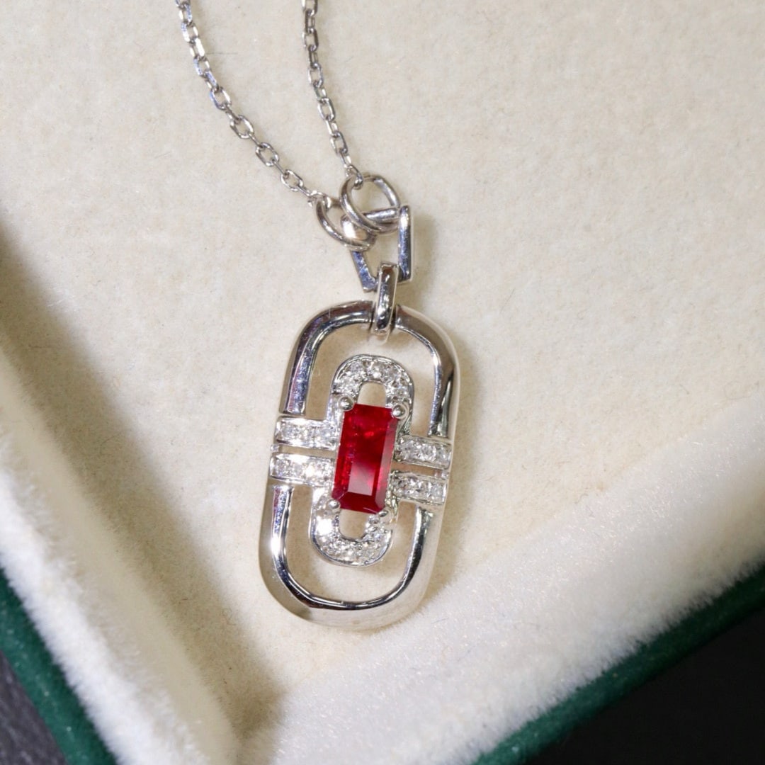 14k Gold 1.11 Ctw Natural Ruby & Diamond Necklace - 3