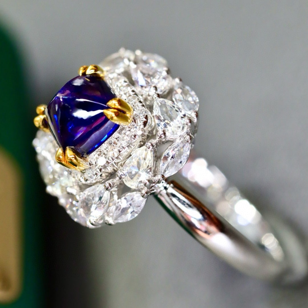 14k Gold 1.24 Ctw Natural Sapphire & Diamond Ring - 4