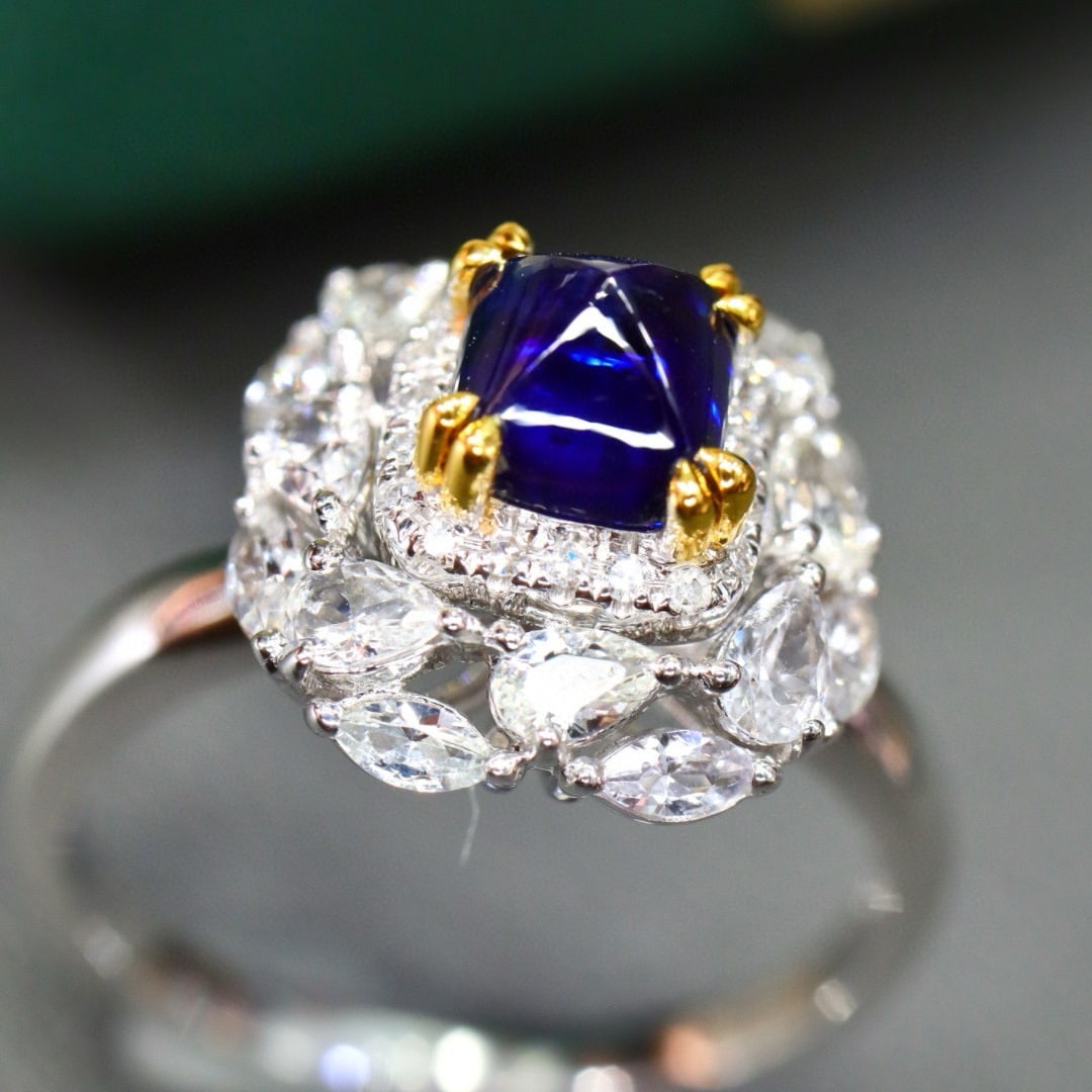 14k Gold 1.24 Ctw Natural Sapphire & Diamond Ring - 5