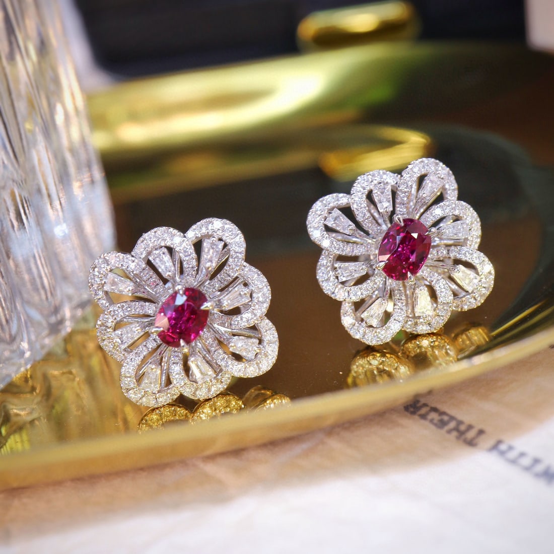 14k Gold 2.26 Ctw Natural Ruby & Diamond Earrings - 2