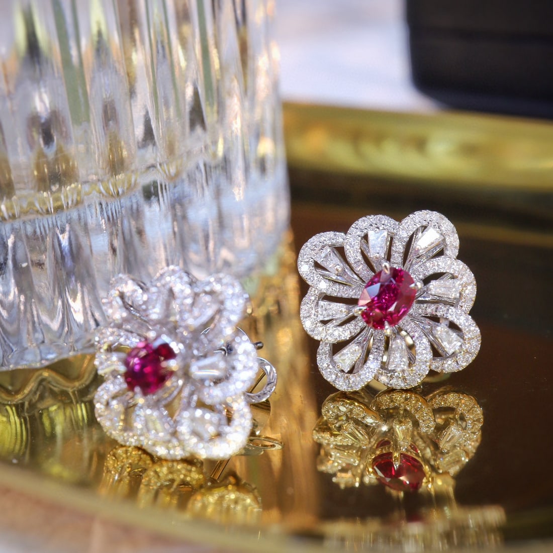 14k Gold 2.26 Ctw Natural Ruby & Diamond Earrings - 3