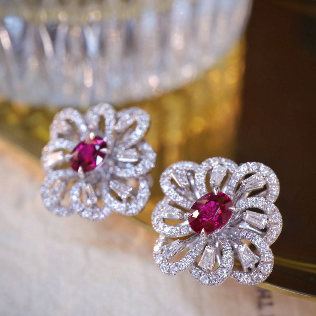 14k Gold 2.26 Ctw Natural Ruby & Diamond Earrings - 6