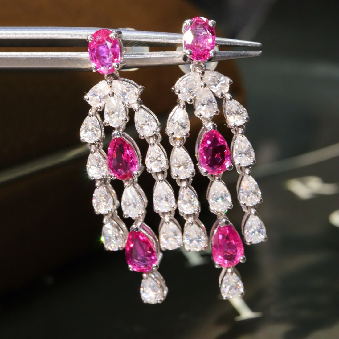 14k Gold 2.83 Ct Natural Ruby & Diamond Earrings - 5