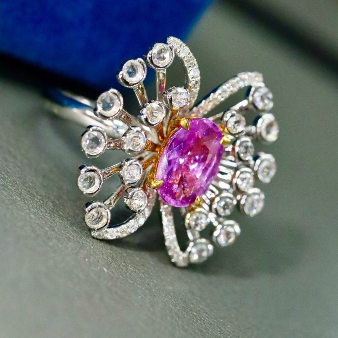 14k Gold 2.14 Ctw Natural Sapphire & Diamond Ring - 3