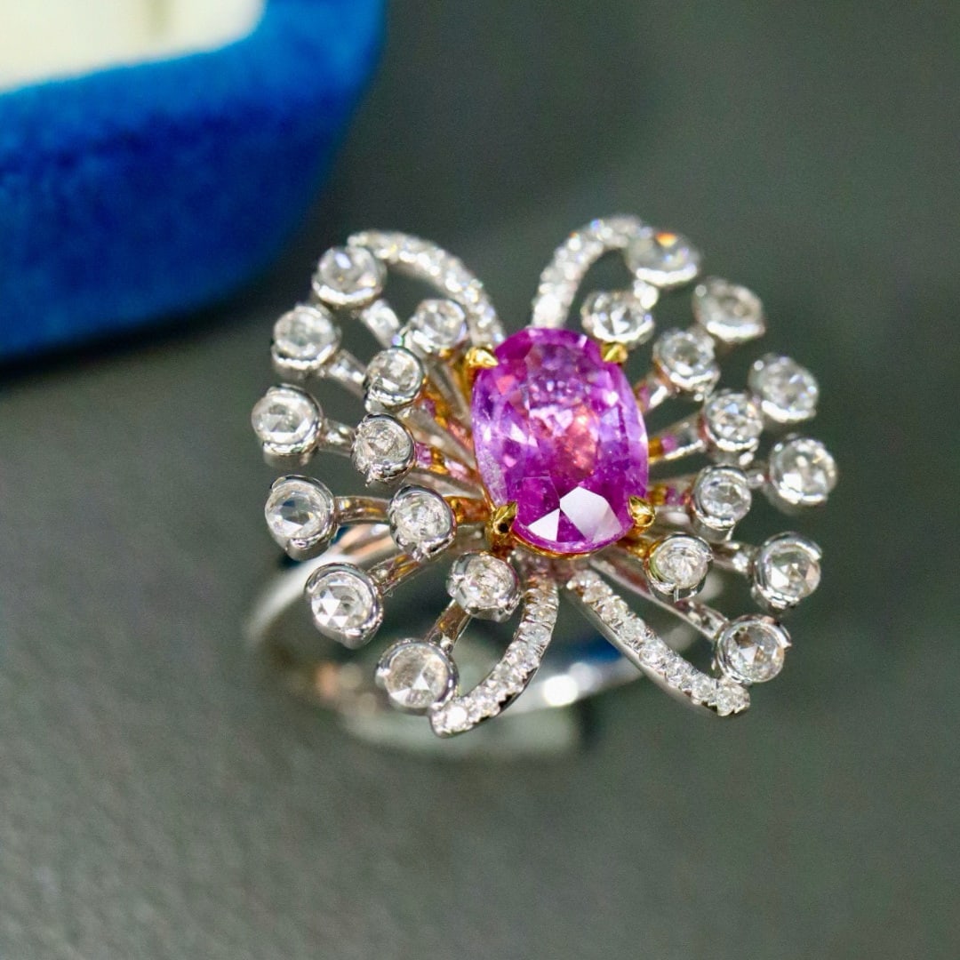 14k Gold 2.14 Ctw Natural Sapphire & Diamond Ring - 4