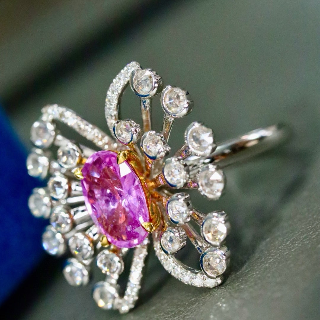 14k Gold 2.14 Ctw Natural Sapphire & Diamond Ring - 5