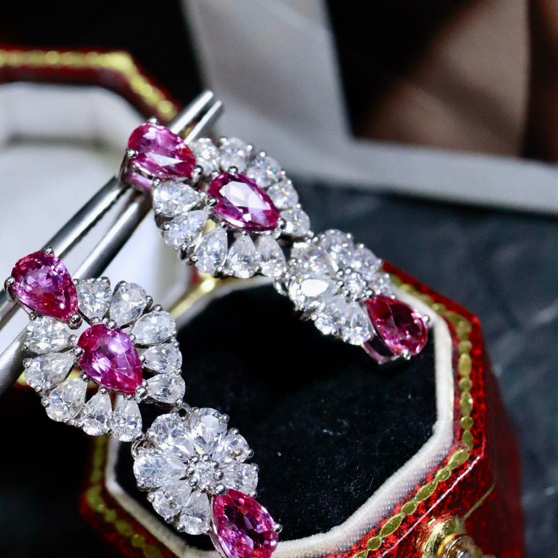 14k Gold 2.79 Ctw Natural Ruby & Diamond Earrings - 2