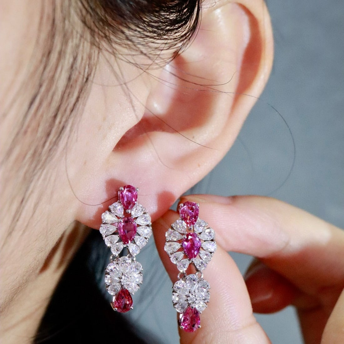 14k Gold 2.79 Ctw Natural Ruby & Diamond Earrings - 5