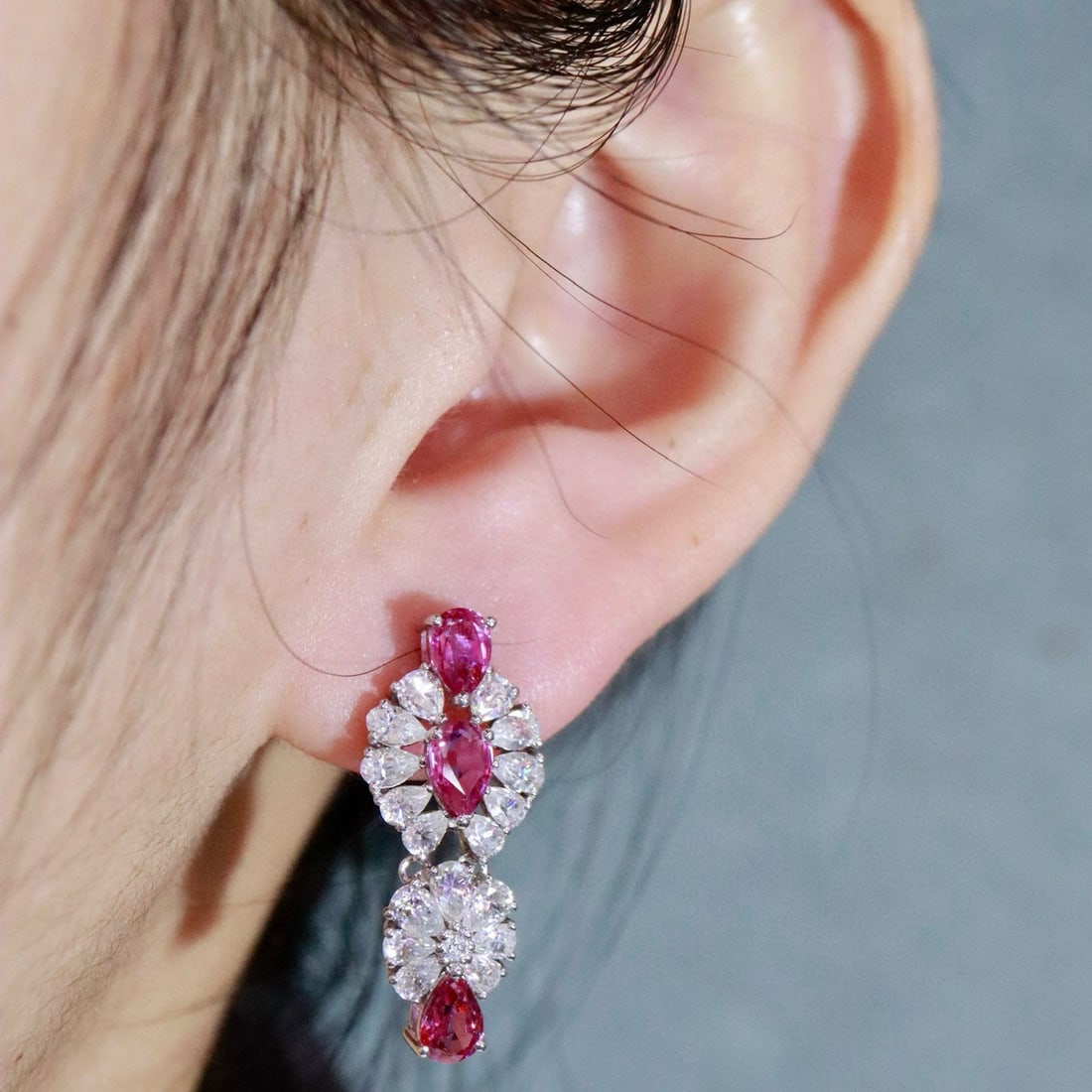 14k Gold 2.79 Ctw Natural Ruby & Diamond Earrings - 6