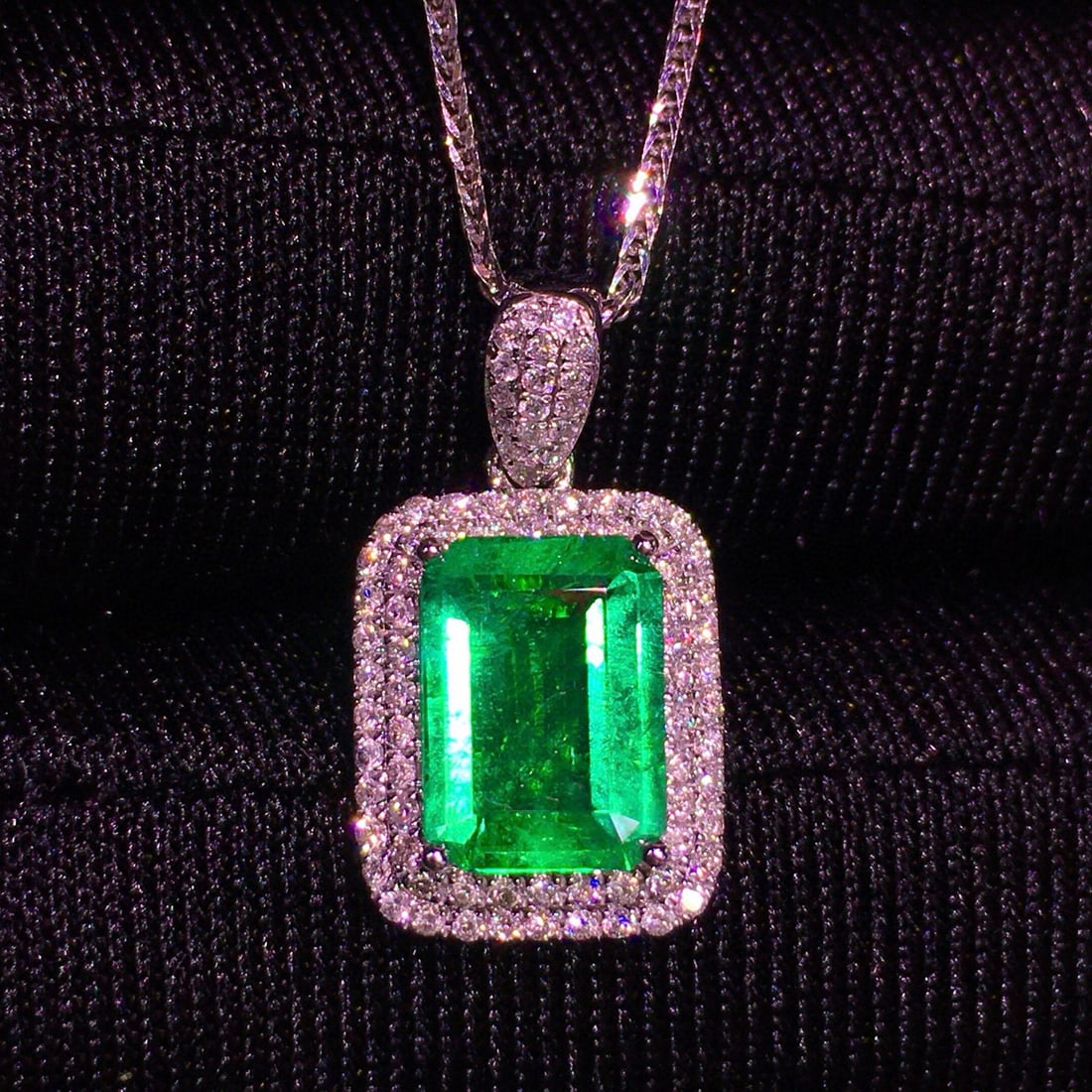14k Gold 1.62 Ct Natural Emerald & Diamond Pendant( Without Chain ) - 4