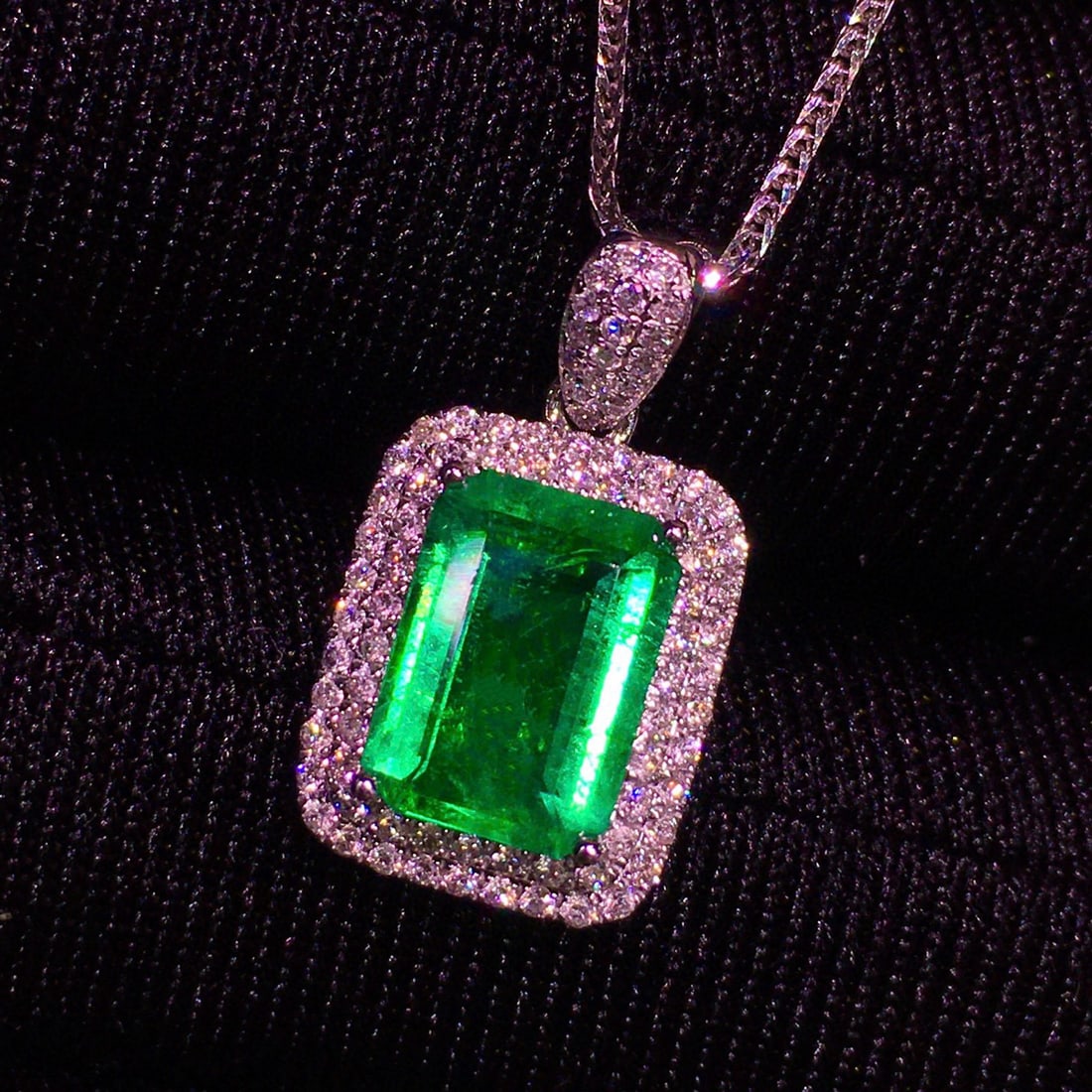 14k Gold 1.62 Ct Natural Emerald & Diamond Pendant( Without Chain ) - 6