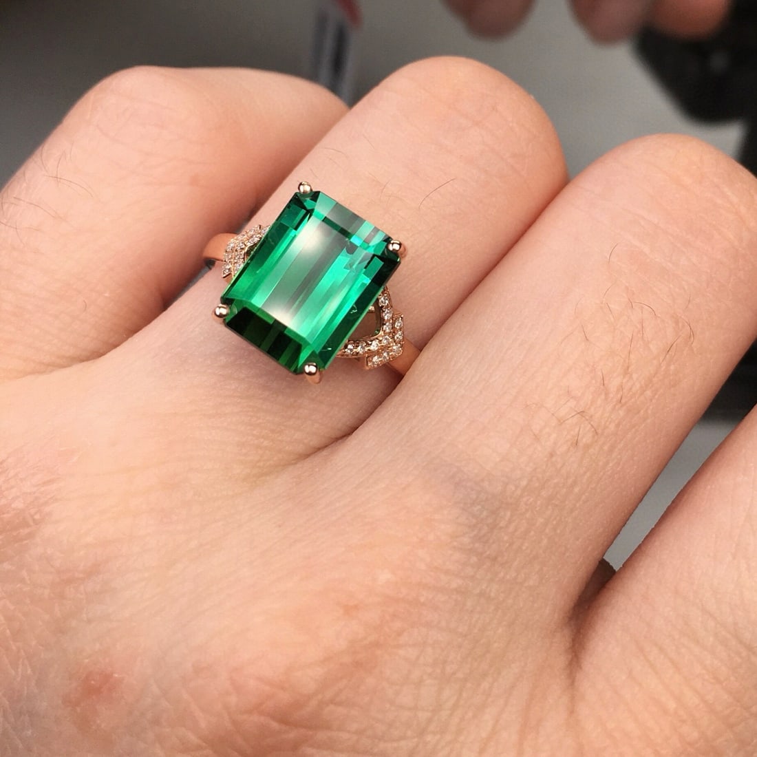 14k Gold 5.28 Ct Natural Tourmaline & Diamond Ring - 7