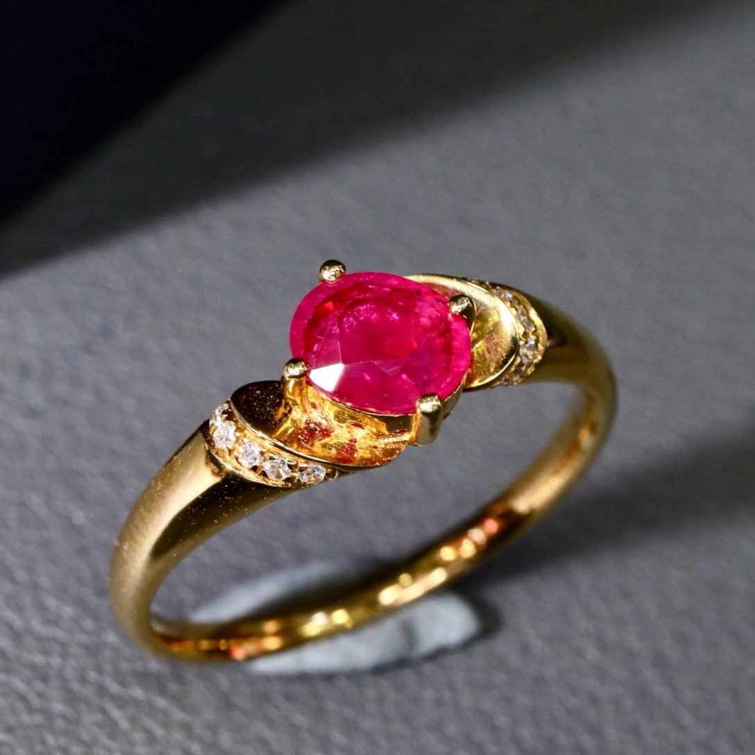 14k Gold 0.80 Ctw Natural Ruby & Diamond Ring - 2