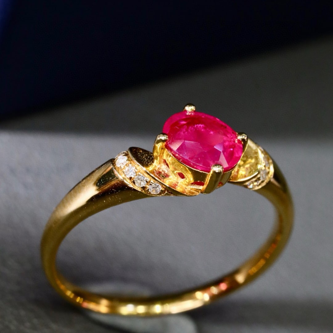 14k Gold 0.80 Ctw Natural Ruby & Diamond Ring - 3