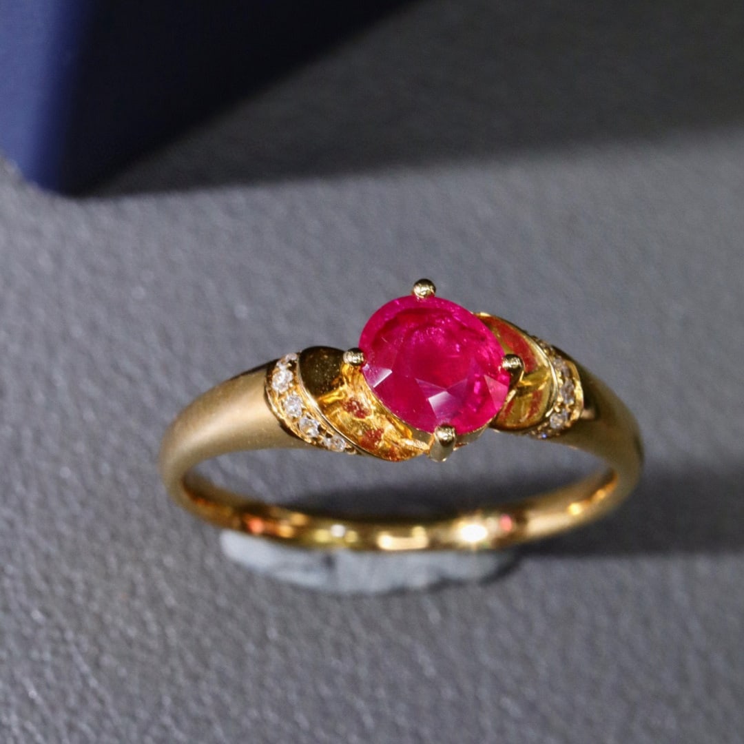 14k Gold 0.80 Ctw Natural Ruby & Diamond Ring - 5
